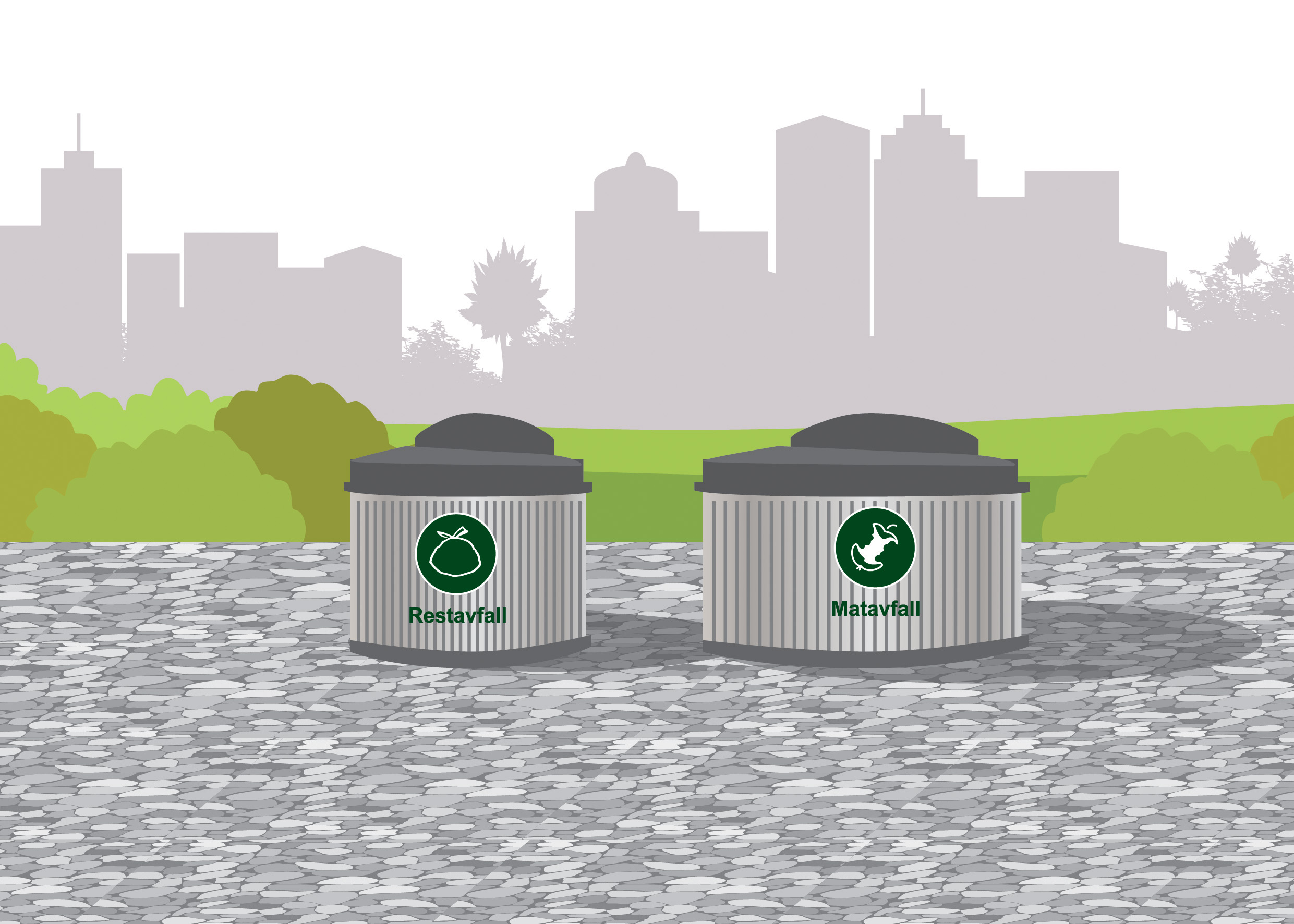 Delvis nedgravd container