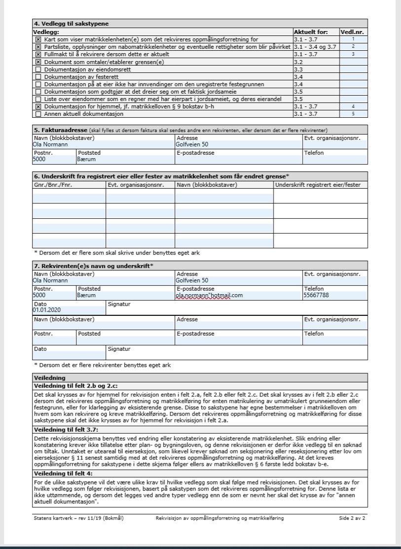 Eksempel 2 av skjema