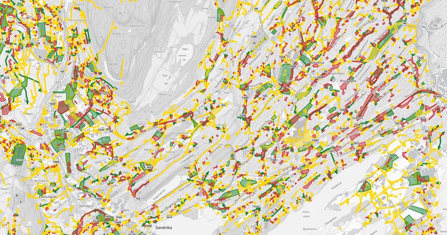 Skybruddsplan i et kart