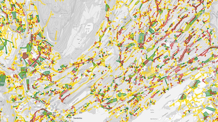 Skybruddsplan i et kart