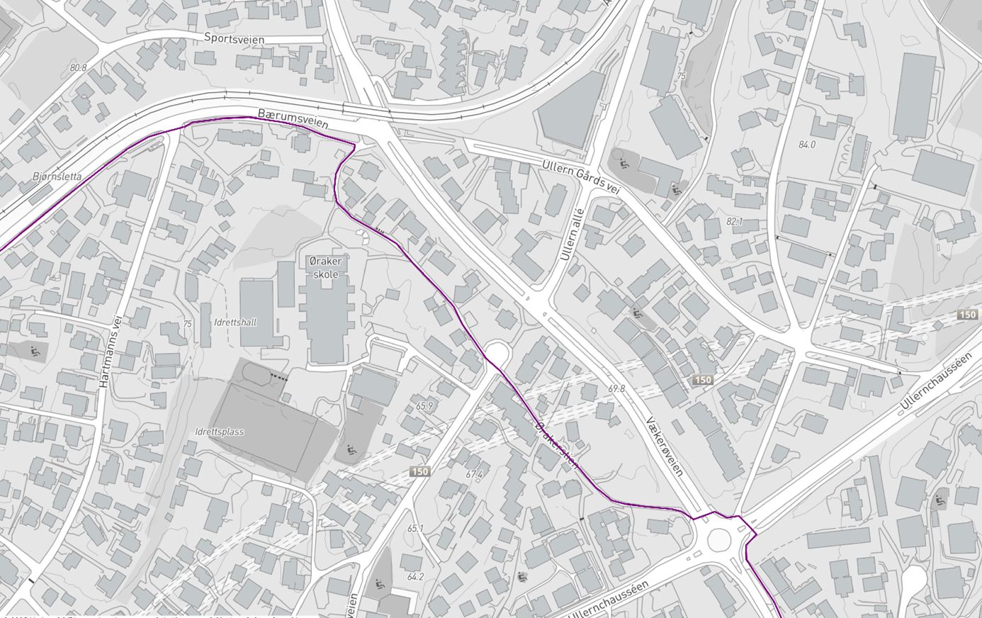 Sykkelkart: Bærumsveien og Ullernchausséen - Kart 2